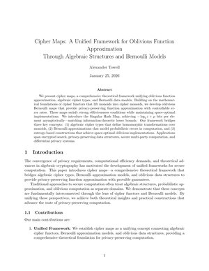 Cipher Maps: A Unified Framework for Oblivious Function Approximation Through Algebraic Structures and Bernoulli Models