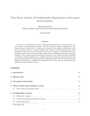 Time Series Analysis of Confidentiality Degradation in Encrypted Search Systems
