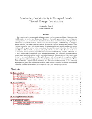 Maximizing Confidentiality in Encrypted Search Through Entropy Optimization