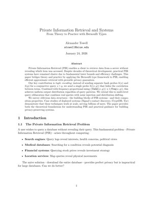 Private Information Retrieval and Systems