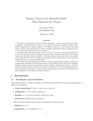 Regular Types in the Bernoulli Model: When Equality Isn't Equal